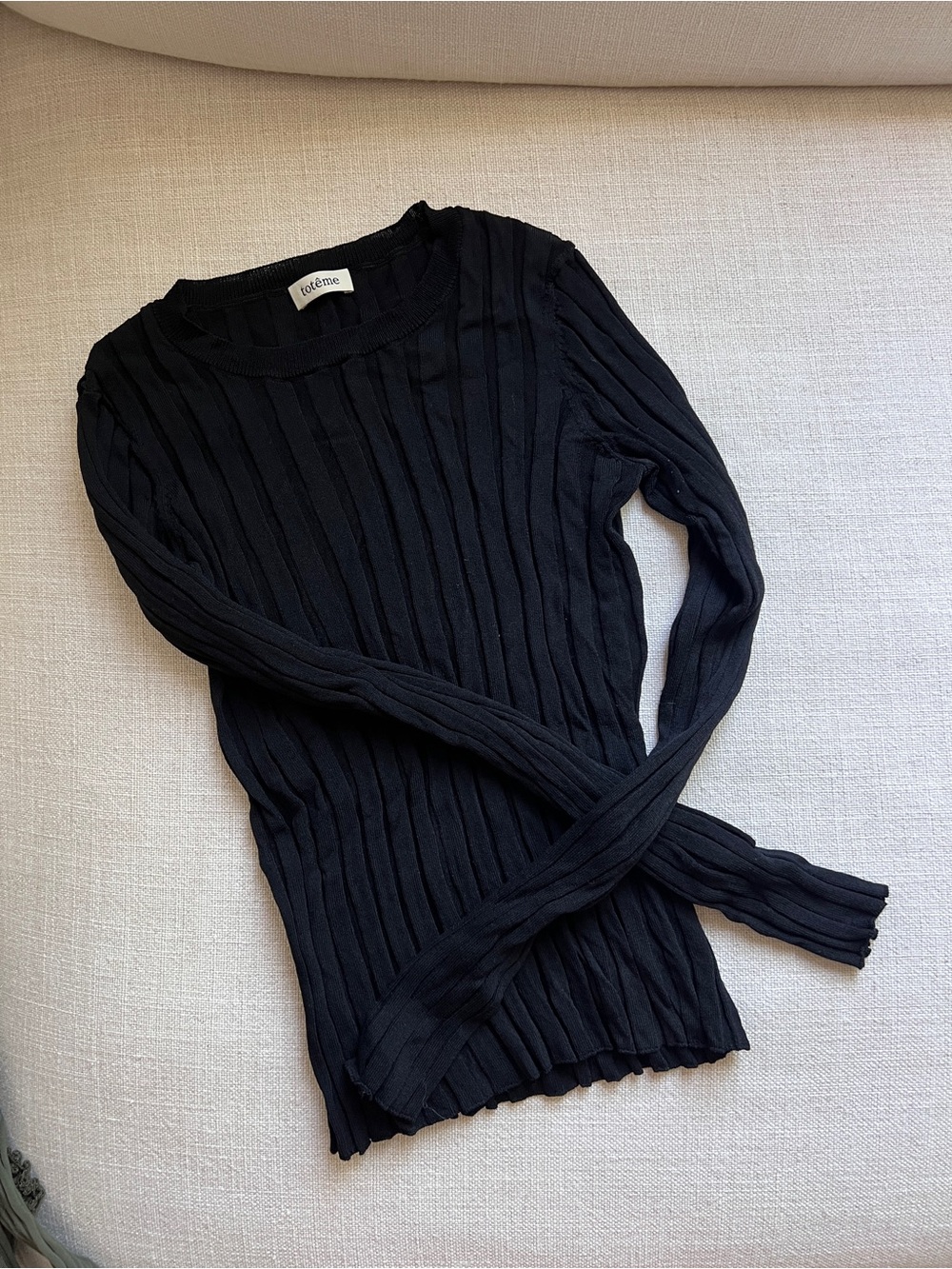 Toteme Black Ribbed Long Sleeve Top